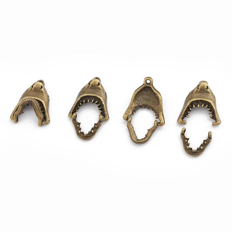 10pcs Antique Bronze Charms Shark Mouth Movable Pendant