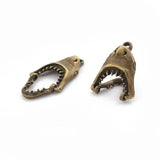 10pcs Antique Bronze Charms Shark Mouth Movable Pendant