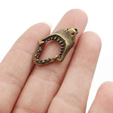 10pcs Antique Bronze Charms Shark Mouth Movable Pendant