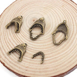 10pcs Antique Bronze Charms Shark Mouth Movable Pendant