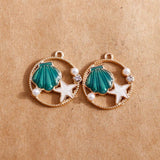 10pcs Enamel Shell Pearl Starfish Charms for Jewelry Making Alloy Ocean Series