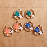 10pcs Enamel Shell Pearl Starfish Charms for Jewelry Making Alloy Ocean Series