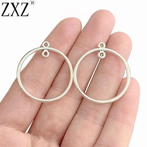 20pcs Antique Silver Hollow Circle Charms for Earring Making 30mm