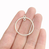 20pcs Antique Silver Hollow Circle Charms for Earring Making 30mm