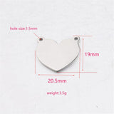 5PCS Stainless Steel Heart Pendant DIY Jewelry Making Charm Accessories