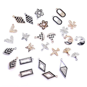 KC Alloy Flower Bee Butterfly Pendant Rhinestone Charm For DIY Jewelry Making