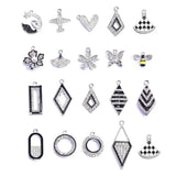 KC Alloy Flower Bee Butterfly Pendant Rhinestone Charm For DIY Jewelry Making