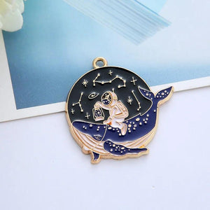 10pcs Enamel Cartoon Whale Astronaut Planet Charm for Jewelry Making