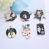 10pcs Enamel Cartoon Whale Astronaut Planet Charm for Jewelry Making