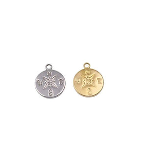 5pcs Stainless Steel Compass Charms Pendant DIY Necklace Earrings
