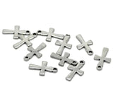 50 Pcs Stainless Steel Cross Charms for Bracelets Jewelry Making 12mm x 7mm