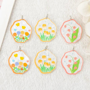 6 Pcs Multicolor Tulip Flower Charms for DIY Crafting