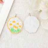 6 Pcs Multicolor Tulip Flower Charms for DIY Crafting