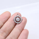 5pcs 15mm Stainless Steel Compass Charms Pendant DIY Necklace Earrings Unfading