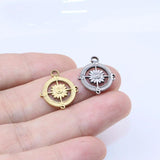 5pcs 15mm Stainless Steel Compass Charms Pendant DIY Necklace Earrings Unfading