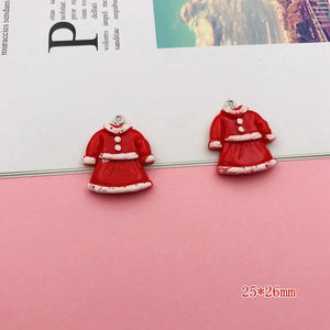 10pcs Resin Christmas Glove Charms for DIY Making & Necklace