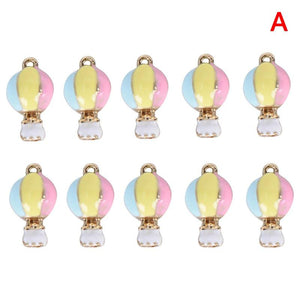 10Pcs Mix Hot Air Balloon Charms Metal Pendants for Jewelry Making