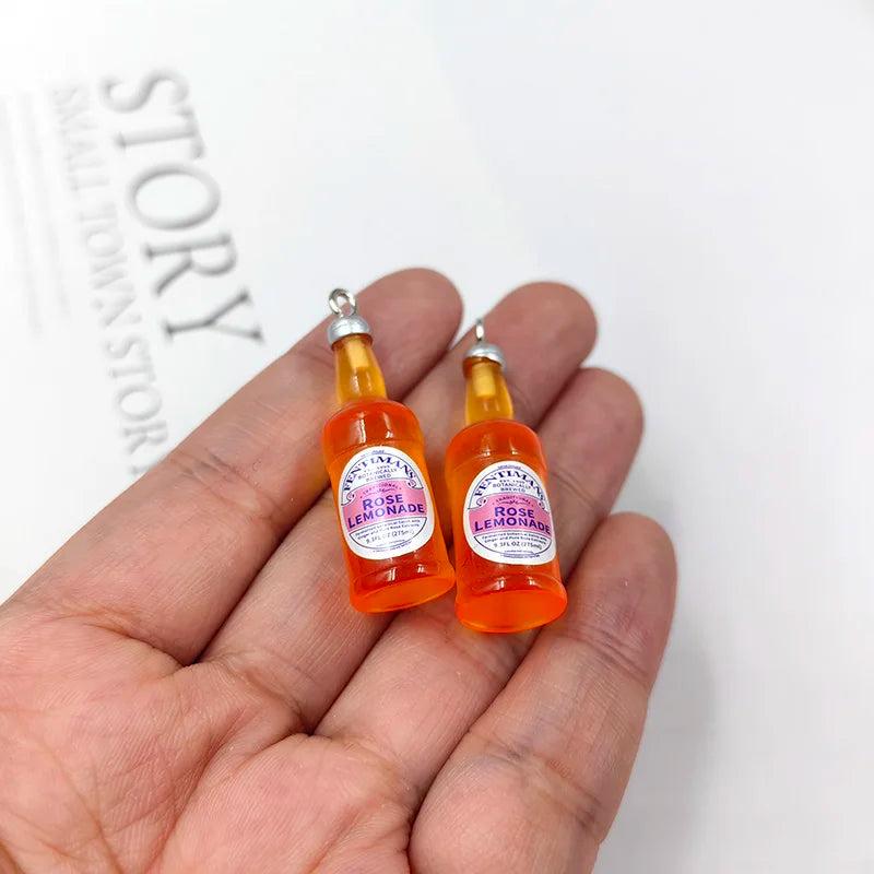 10pcs Rose Orange Beverage Charms Resin Craft Pendant DIY Jewelry Making