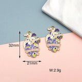 10Pcs Cute Butterfly Heart Enamel Pendant Charms for Earring DIY