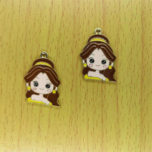 10pcs Red Girl Charm Metal Enamel Pendant Jewelry Making Accessories