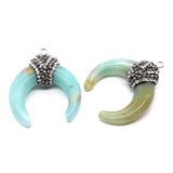 Agate Turquoise Crescent Moon Pendant Necklace