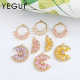 18k Plated Copper Metal Zircon Charms Jewelry Making