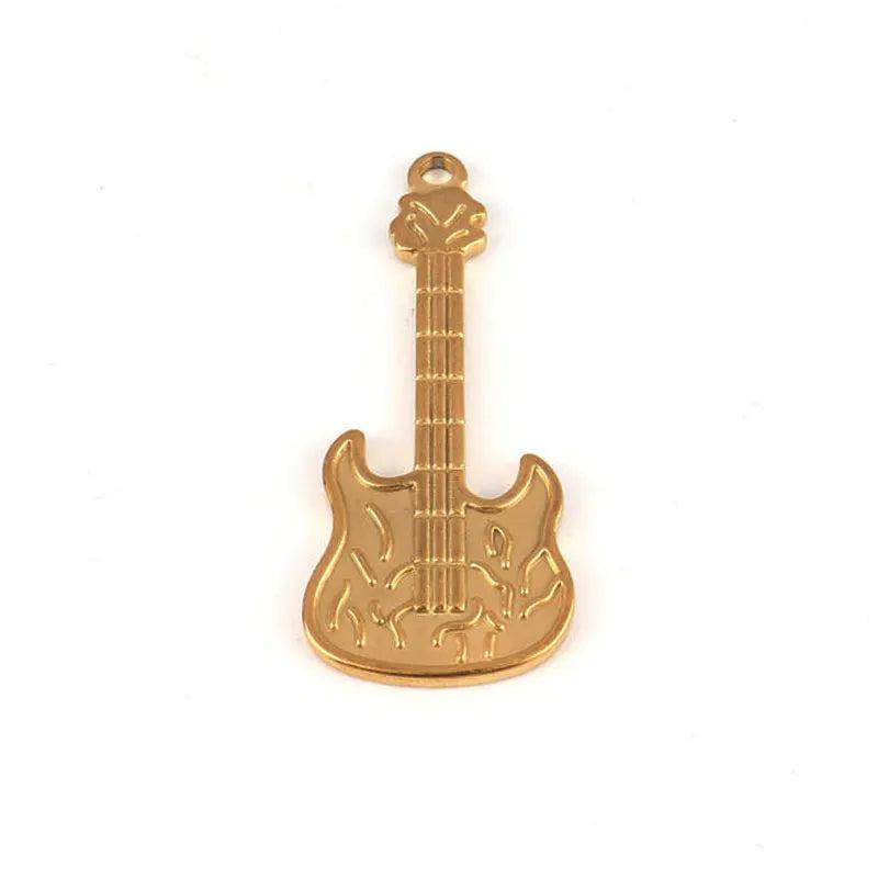 5 Pack Stainless Steel Guitar Oil Pendants DIY Jewelry Accessories