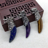 Natural Stone Crescent Pendant Seven Chakra Amethyst Pendant