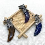 Natural Stone Crescent Pendant Seven Chakra Amethyst Pendant