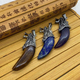 Natural Stone Crescent Pendant Seven Chakra Amethyst Pendant