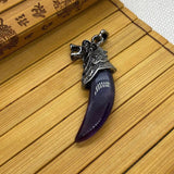 Natural Stone Crescent Pendant Seven Chakra Amethyst Pendant