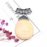 Natural Stone Water Drop Shaped Pendant DIY Charm Necklace 45*30mm