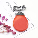 Natural Stone Water Drop Shaped Pendant DIY Charm Necklace 45*30mm
