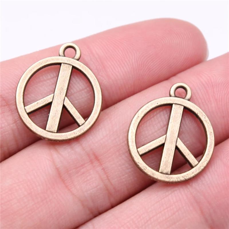 20pcs Peace Symbol Pendants for DIY Jewelry Making Antique Bronze Charms