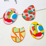10pcs Abstract Block Printing Acrylic Diy Jewelry Earring Charms