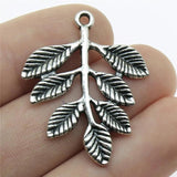 10pcs Leaf Charm Pendants 34x28mm Antique Silver Branches for Jewelry Making