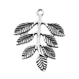 10pcs Leaf Charm Pendants 34x28mm Antique Silver Branches for Jewelry Making