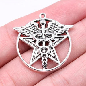 4pcs Medical Cane Pentagram Star Charms for Jewelry Making