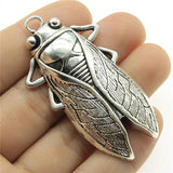 4pcs Cicada DIY Jewelry Findings Antique Silver Charms 2.4x1.3 Inch (62x33mm)