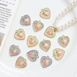 6pcs Love Peach Pendant Pearl Inlaid DIY Jewelry Charms