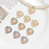 6pcs Love Peach Pendant Pearl Inlaid DIY Jewelry Charms