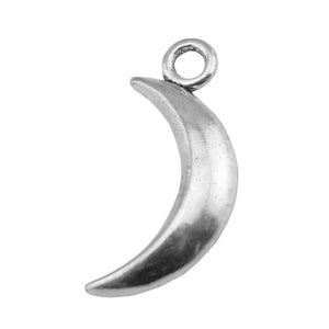 6pcs Antique Silver Plated Moon Charm Pendants For Jewelry Making