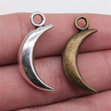 6pcs Antique Silver Plated Moon Charm Pendants For Jewelry Making