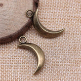 6pcs Antique Silver Plated Moon Charm Pendants For Jewelry Making