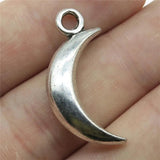 6pcs Antique Silver Plated Moon Charm Pendants For Jewelry Making