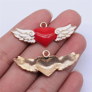 5pcs Love Wings Charms for Jewelry Making DIY Charms Findings