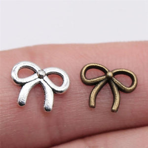 80pcs Antique Bronze Small Bow Charms for Jewelry Making