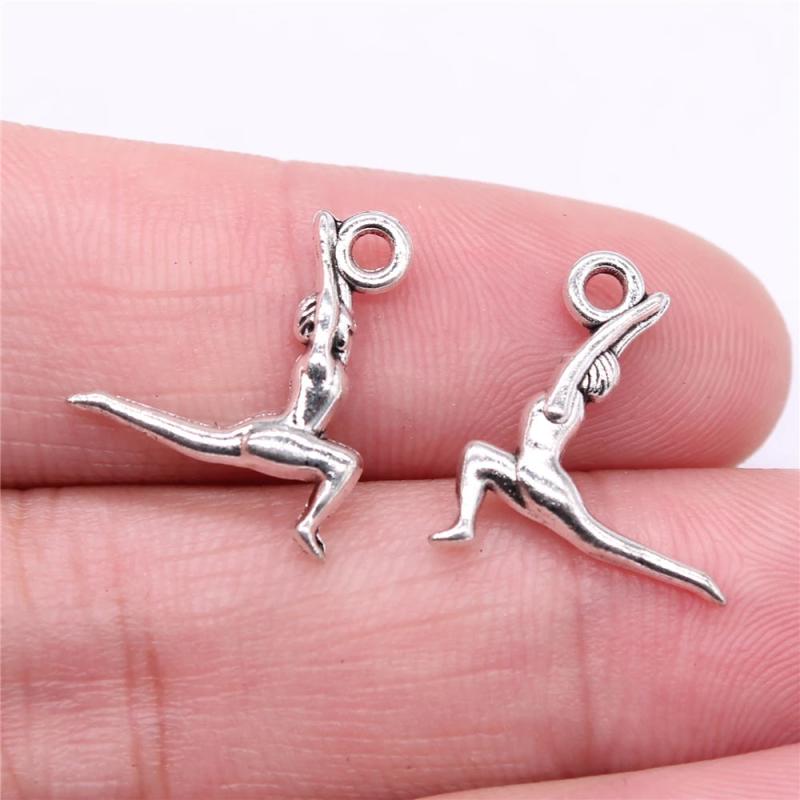 40pcs Gymnastics Charms 18x15mm Antique Silver Alloy DIY Jewelry Findings