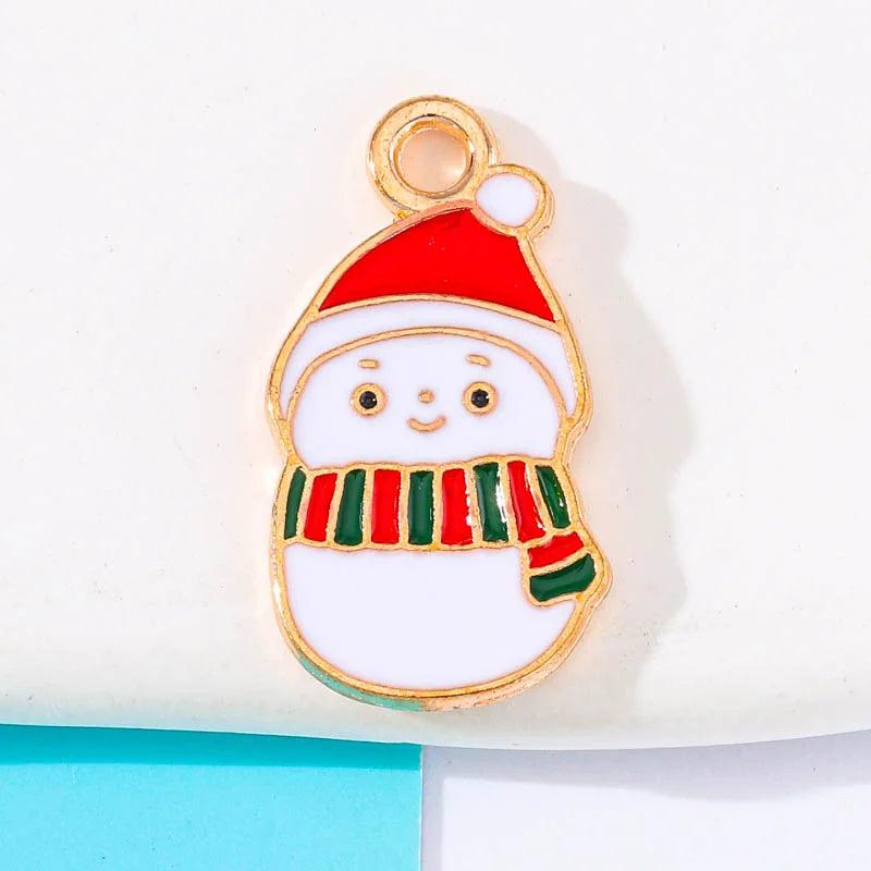 20Pcs Enamel Snowman Pendant Winter Christmas DIY Jewelry Making