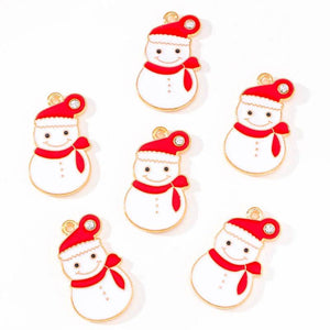 20Pcs Enamel Snowman Pendant Winter Christmas DIY Jewelry Making